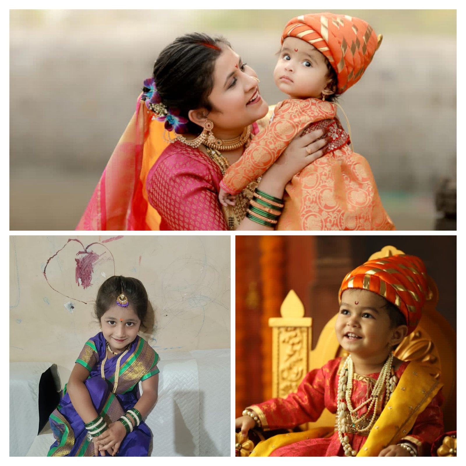 अंगणवाडी पत्र्याची चाळ07 मधील 7 महिन्याचा बाळ स्तनदा माता वेशभूषा  माता जिजाऊ व शिवराय